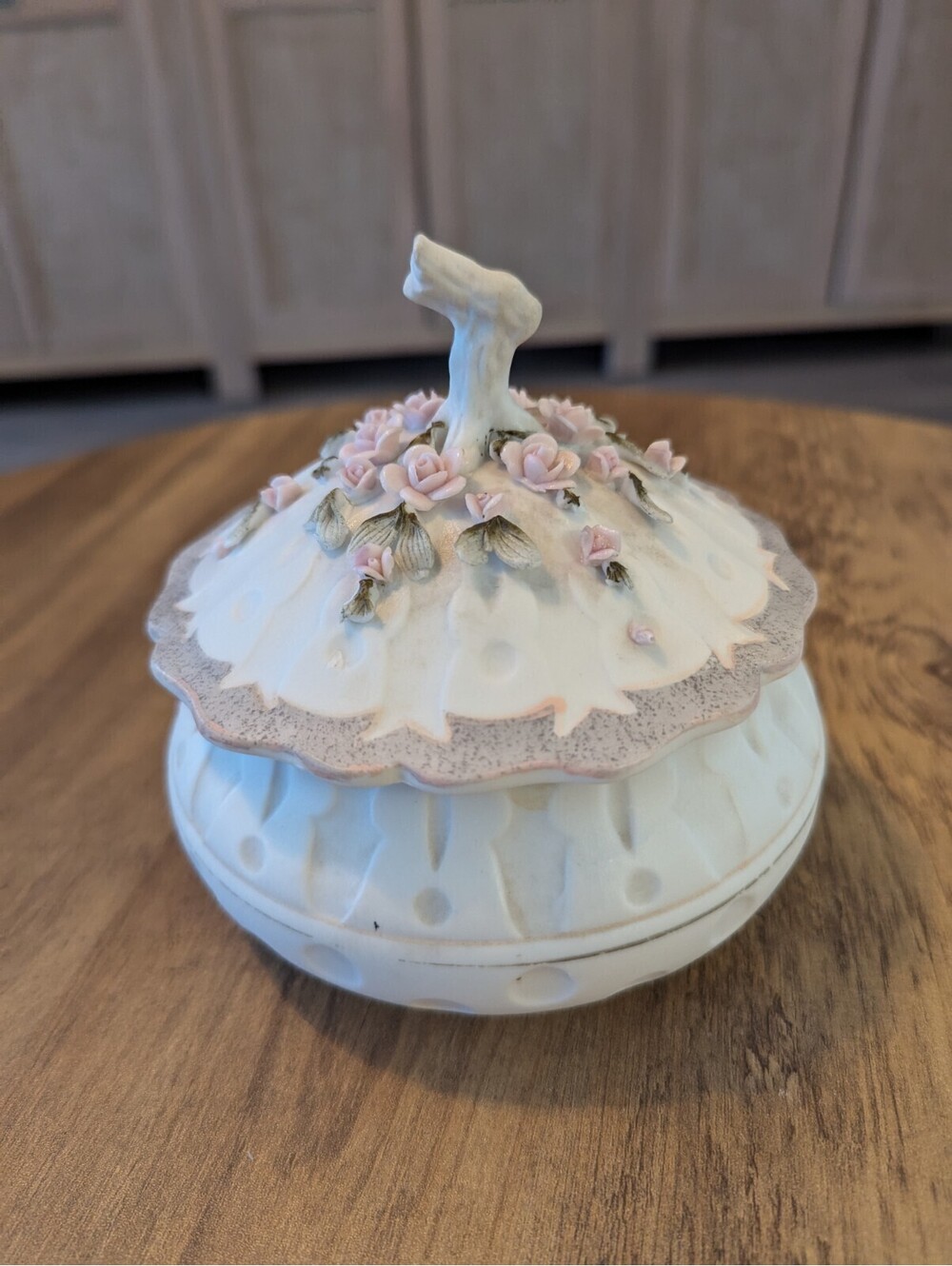 Vintage C. Sadek Unglazed Porcelain Trinket Box Made in Japan, Numbered /89